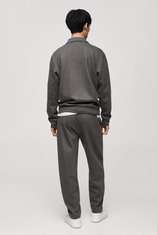 Sweat-shirt polo détail brodé - Gris