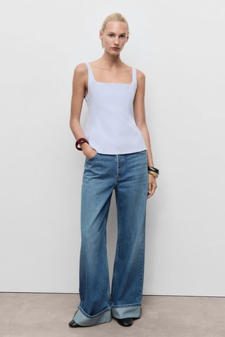 Top coton évasé - Bleu