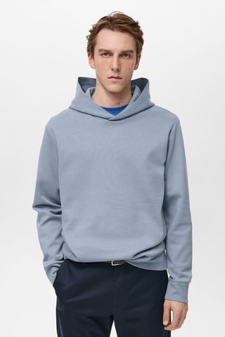 Sweat-shirt coton capuche regular-fit - Bleu