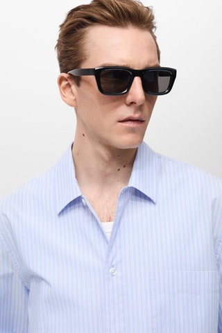 Chemise à rayures 100% coton coupe régulière - Bleu