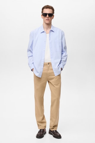 Chemise à rayures 100% coton coupe régulière - Bleu