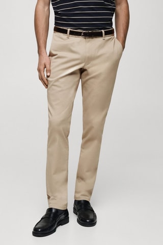 Pantalon Barna slim-fit en sergé - Beige