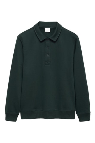 Sweat polo en coton gratté regular-fit - Vert