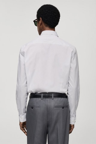 Chemise slim fit coton rayée - Blanc
