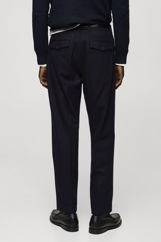 Pantalon laine flanelle pinces - Bleu marine