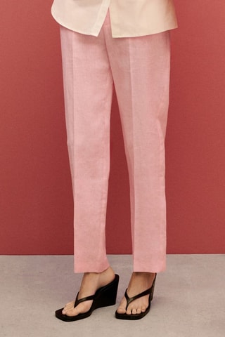 Pantalón de traje lino - Rosa