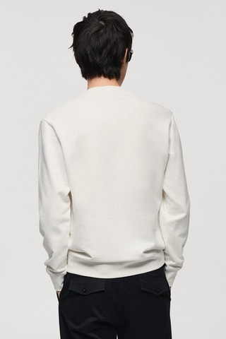 Sweat-shirt 100 % coton imprimé graphique poitrine - Blanc