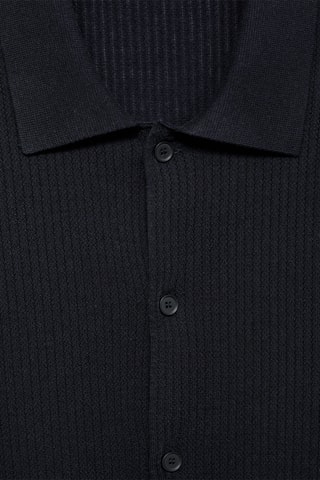 Chemise maille côtelée - Bleu marine
