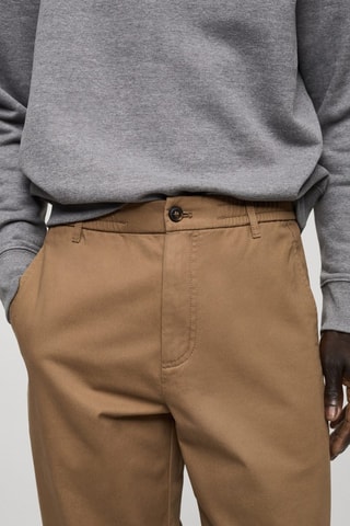 Pantalon coton cordon regular-fit - Marron