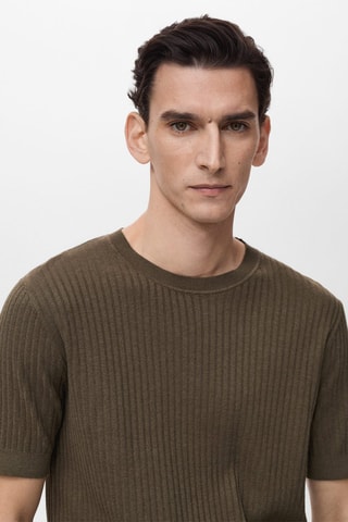 T-shirt rayures texturé - Marron