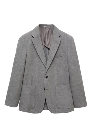 Veste laine slim-fit micro pied-de-poule - Gris