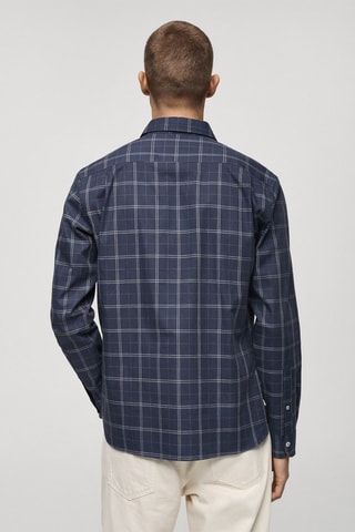 Chemise regular fit à carreaux en coton - Bleu marine