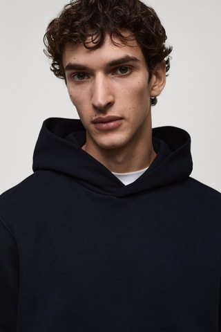 Sweat à capuche en coton - Bleu marine