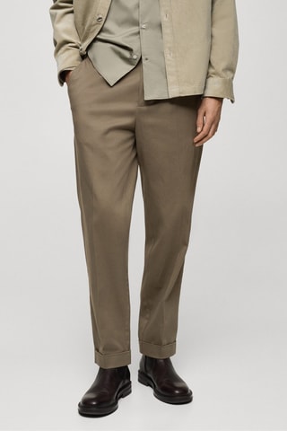 Pantalon à pinces et à revers - Kaki