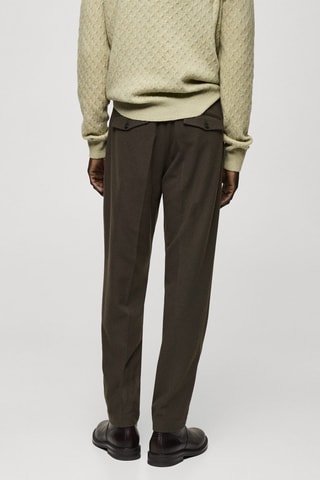 Pantalon laine flanelle pinces - Kaki