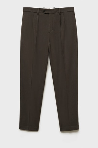 Pantalon laine flanelle pinces - Kaki