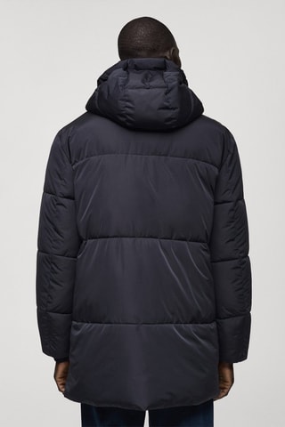 Anorak matelassé capuche résistant à l'eau - Bleu marine