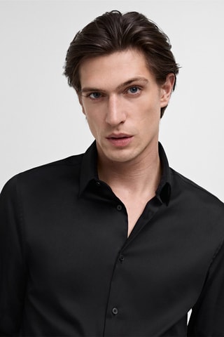 Chemise slim-fit en coton - Noir
