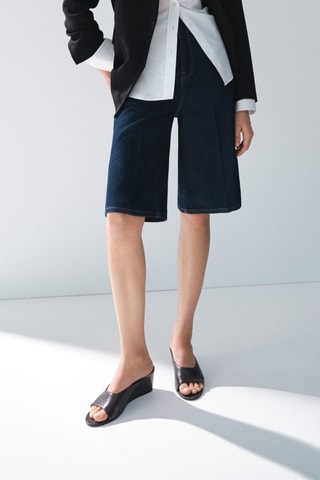 Bermuda jort denim taille normale - Bleu