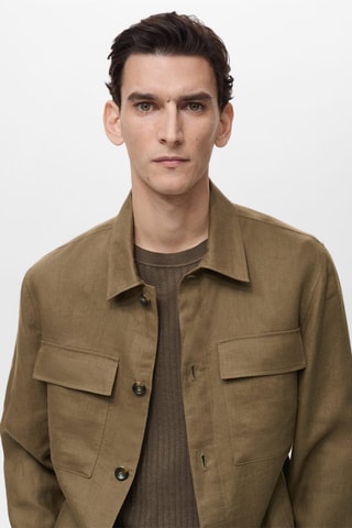 Surchemise 100 % lin poches - Vert
