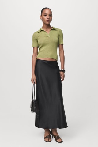Pull-over Lurex col polo - Vert