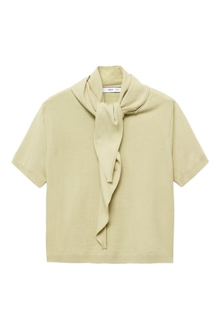 Pull manches courtes à foulard - Vert