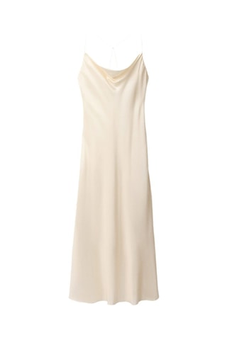 Robe soie encolure drapée - Blanc