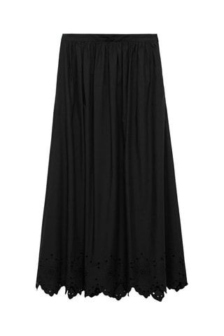Jupe coton bas brodé - Noir