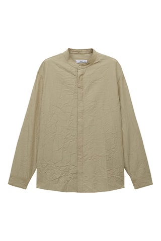 Chemise col mao effet froissé - Vert