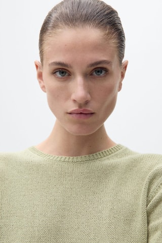 Pull en maille de coton manches courtes - Vert