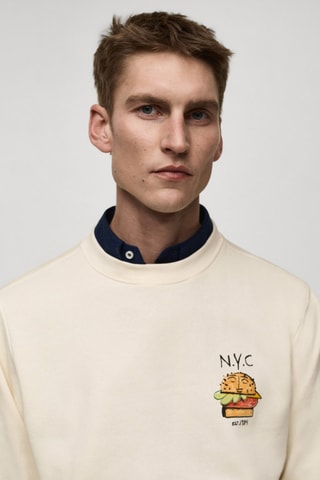 Sweat-shirt coton imprimé graphique - Blanc