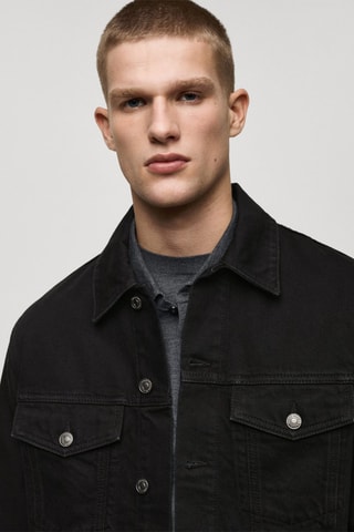 Blouson en jean poches - Noir
