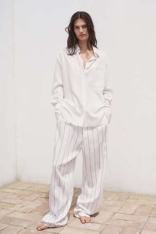 Chemise semi-transparente rayures - Blanc