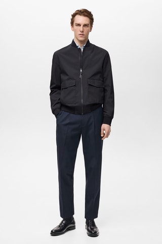 Blouson bomber résistant à l'eau poches - Bleu