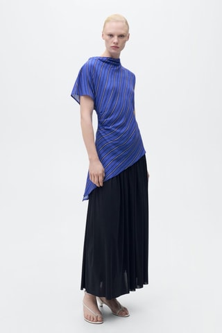 Blouse asymétrique rayures - Bleu