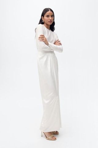 Robe longue tissu combiné - Blanc