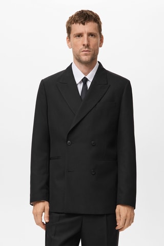 Veste de costume croisée regular-fit - Noir