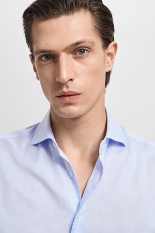 Chemise costume slim-fit twill micro-imprimé - Ciel