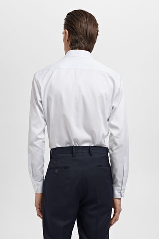 Chemise costume slim fit coton rayures - Blanc