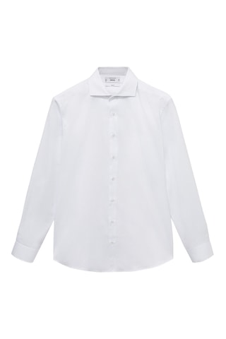 Chemise costume slim fit coton rayures - Blanc