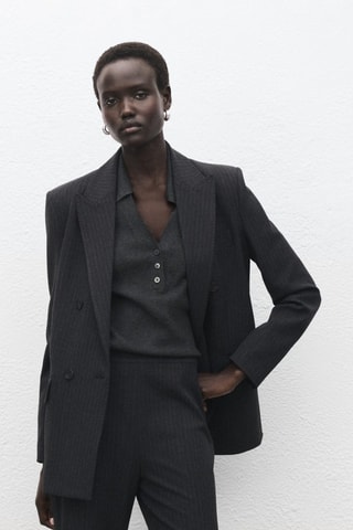 Pull maille fine col classique - Gris