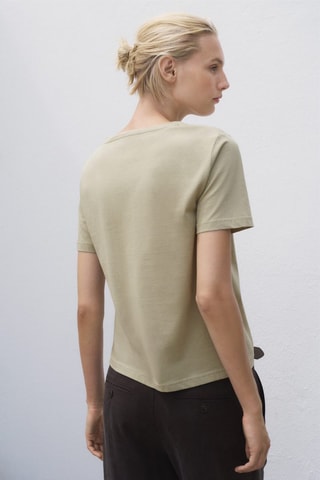 Camiseta algodón cuello pico - Verde
