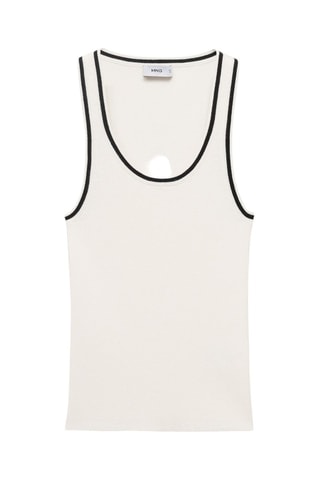 Top maille détails contrastants - Blanc