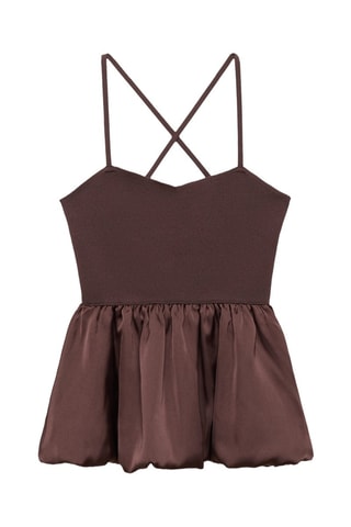 Top tissu assorti dos croisé - Marron
