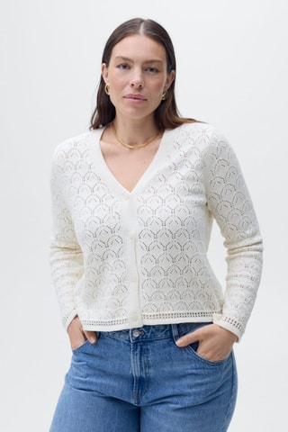 Cardigan maille détails ajourés - Blanc