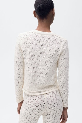 Cardigan maille détails ajourés - Blanc