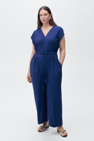 Combinaison imprimée avec ceinture - Bleu