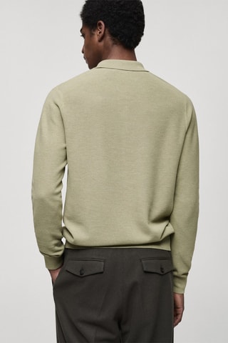 Pull-over polo maille coton microstructure - Vert