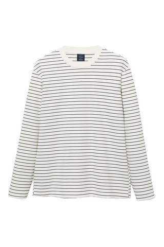 T-shirt manches longues rayures - Écru