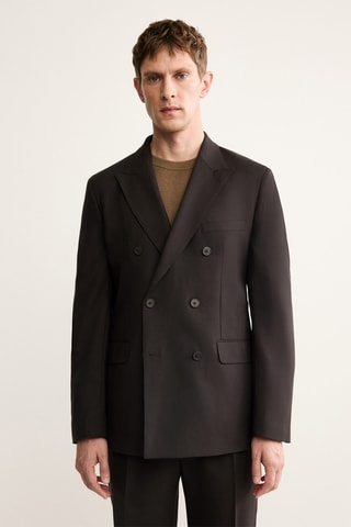 Veste costume croisée 100 % laine italienne - Marron
